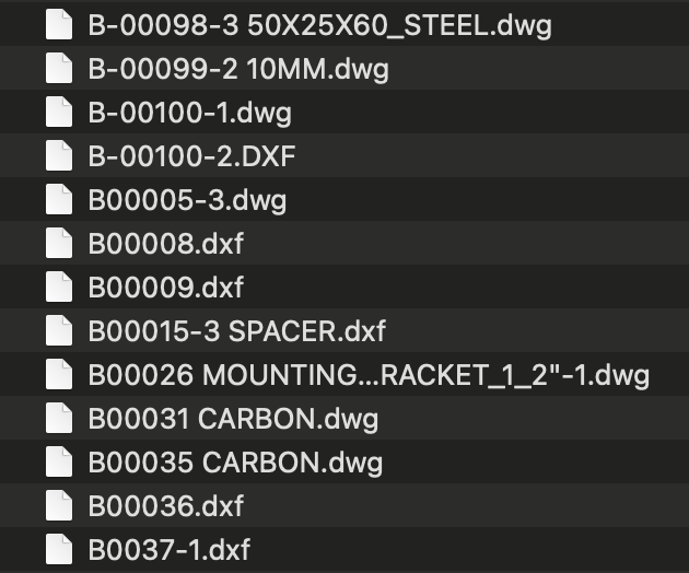 Input: Mixed DXF/DWG export folder